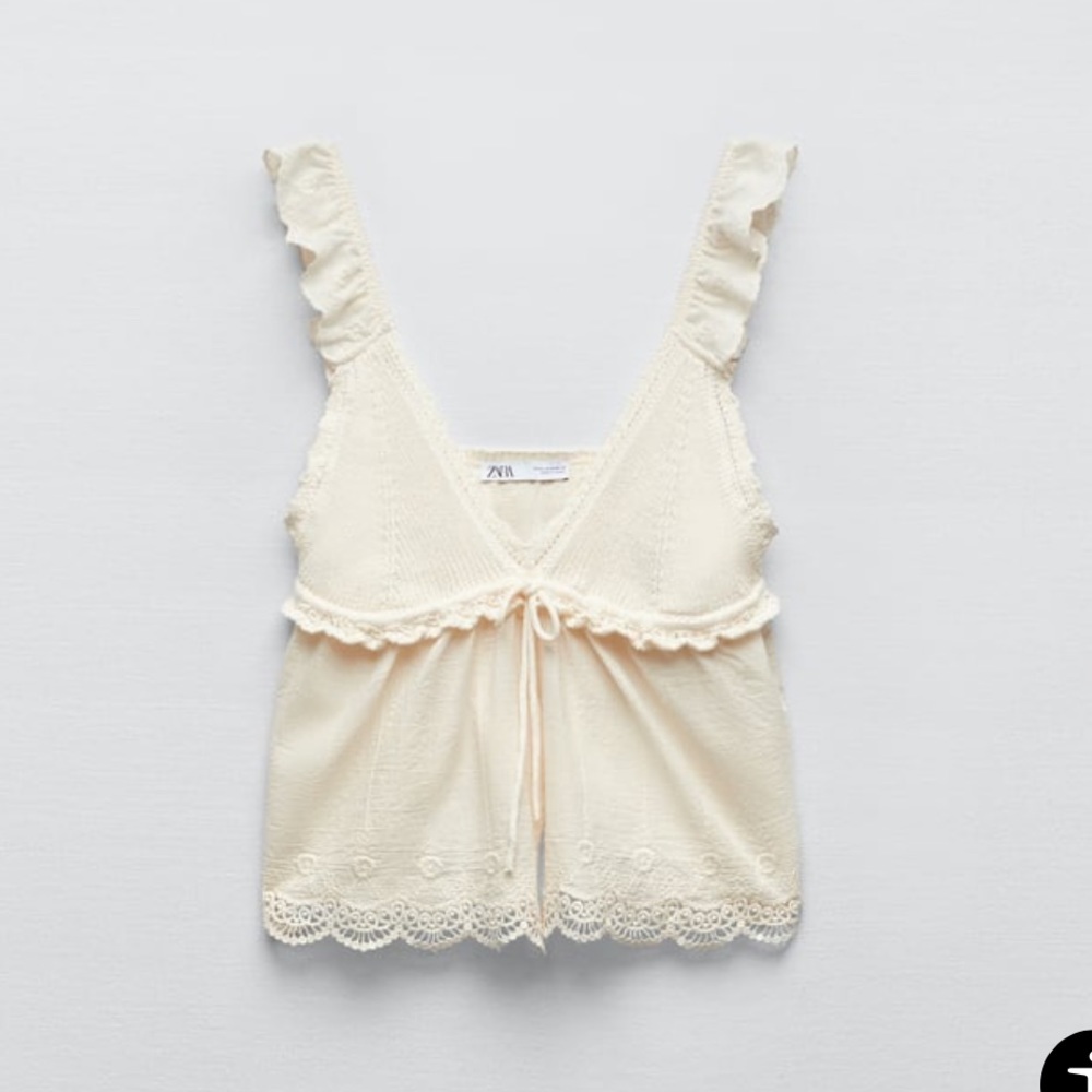 Zara Combination Ruffled Knit Top